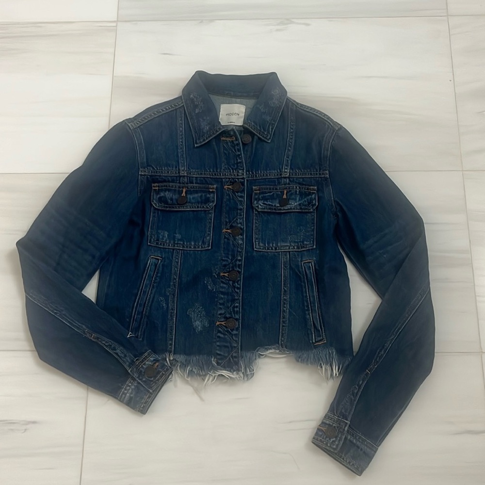 Hidden Jeans Rebel Frayed Dark Denim Jacket